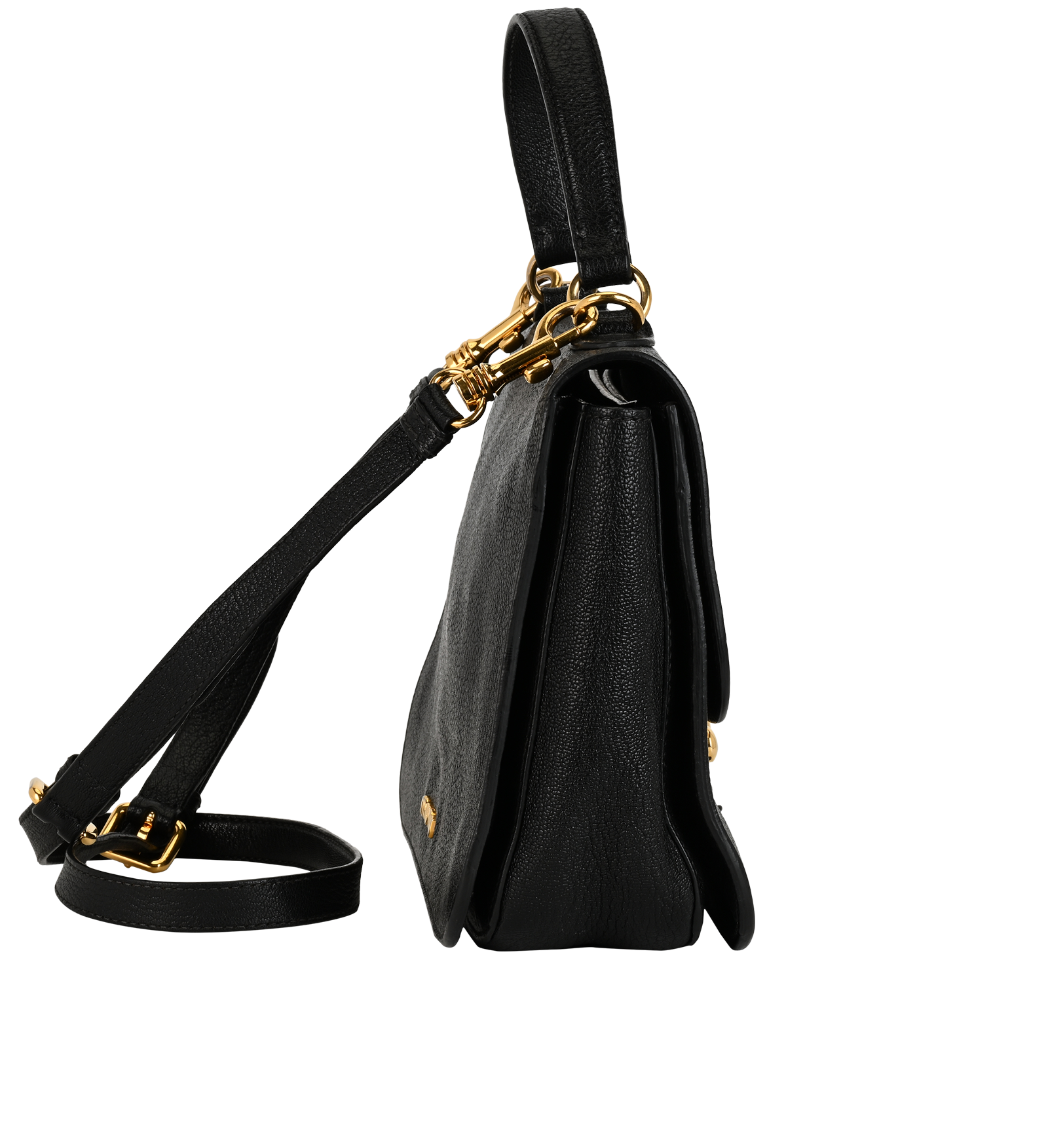 Top Handle Satchel, &pound;390, Handbags, Black, Leather, Side view